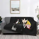 Фланелевое Одеяло Uomo Freddie Mercury с пивом, котами, богемной Рапсодией, рок-артом