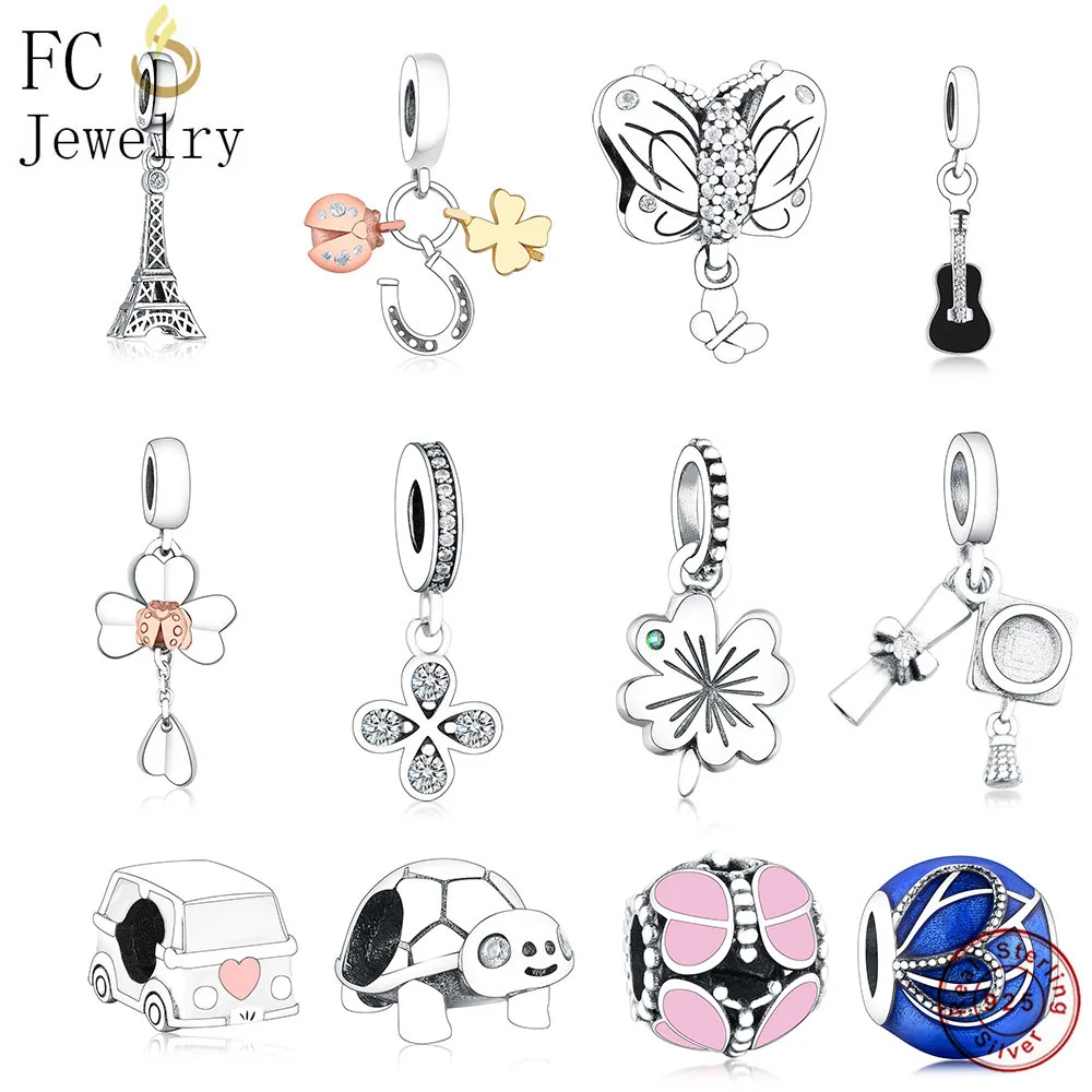 FC Jewelry Fit Original Brand Charms Bracelet 925 argento parigi torre Eiffel pendente perline appese donna Valentine Berloque DIY