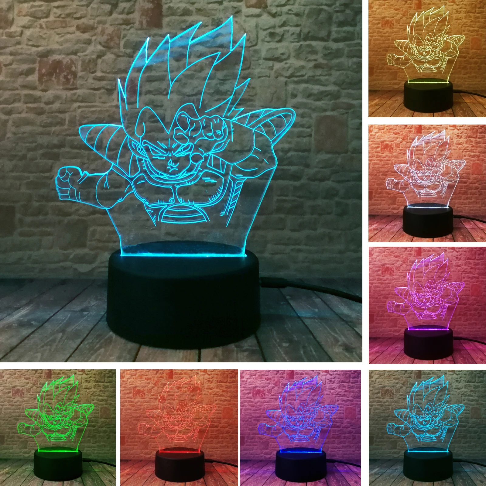 Драконий жемчуг Z Обезьяна Супер Saiyan Goku фигурка 3D Led 7 цветов меняющий хороший