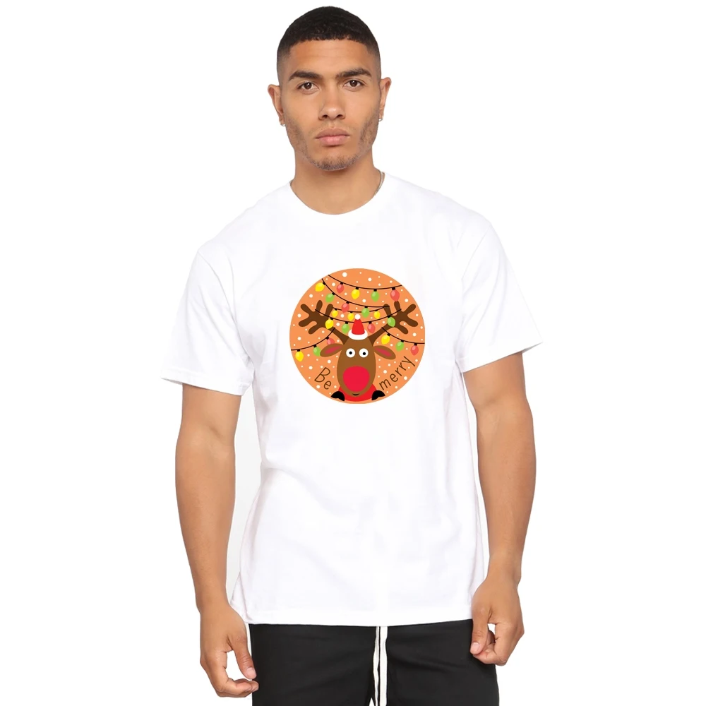 

Футболка мужская летняя хлопковая с коротким рукавом и принтом «Merry Christmas»