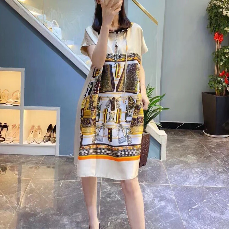 

Женское свободное платье с капюшоном, в стиле ретро, с принтом, на весну и лето, 2020