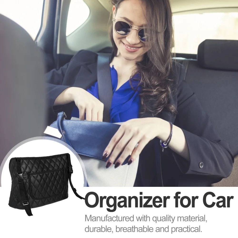 

1Pc Car Leather Pocket Auto Seat Storage Holder Simple Backseat Organizer Black