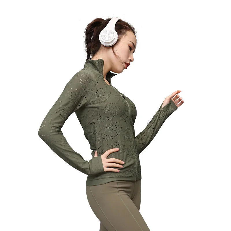 The new autumn and winter lady clothing tight hollow breathable coat running fitness casual | Женская одежда