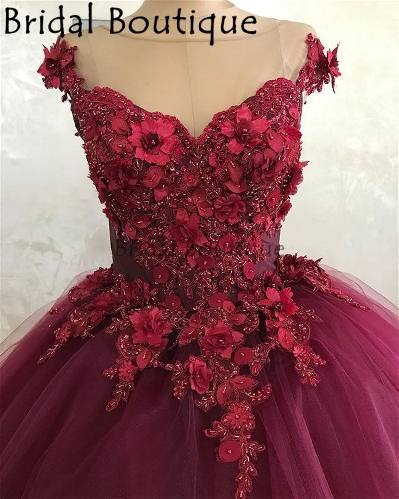 

Burgundy Princess Ball Gown Quinceanera Dress 2021 Sweet 16 Dresses Beaded Appliques Lace Up Gowns Plus Size Puff Vestidos De 15