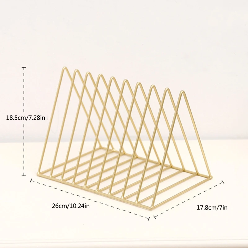 

Metal Iron Storage LP Record Rack Triangle Shaped Book Magzine Holder Multifunction Desk Home Office Organizer