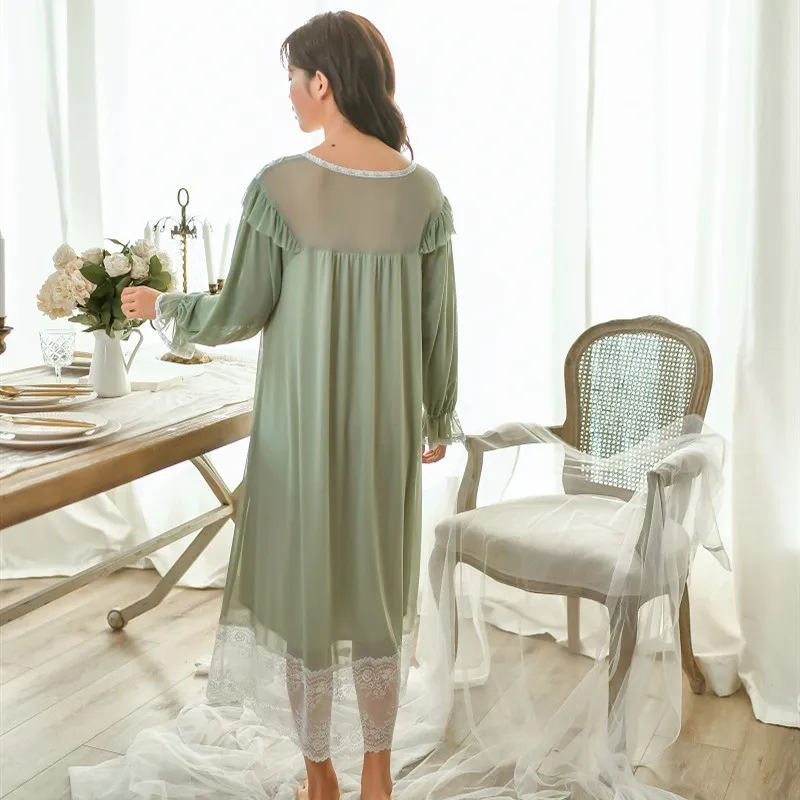 Новые милые весенние длинные ночные рубашки из модала для женщин винтажные