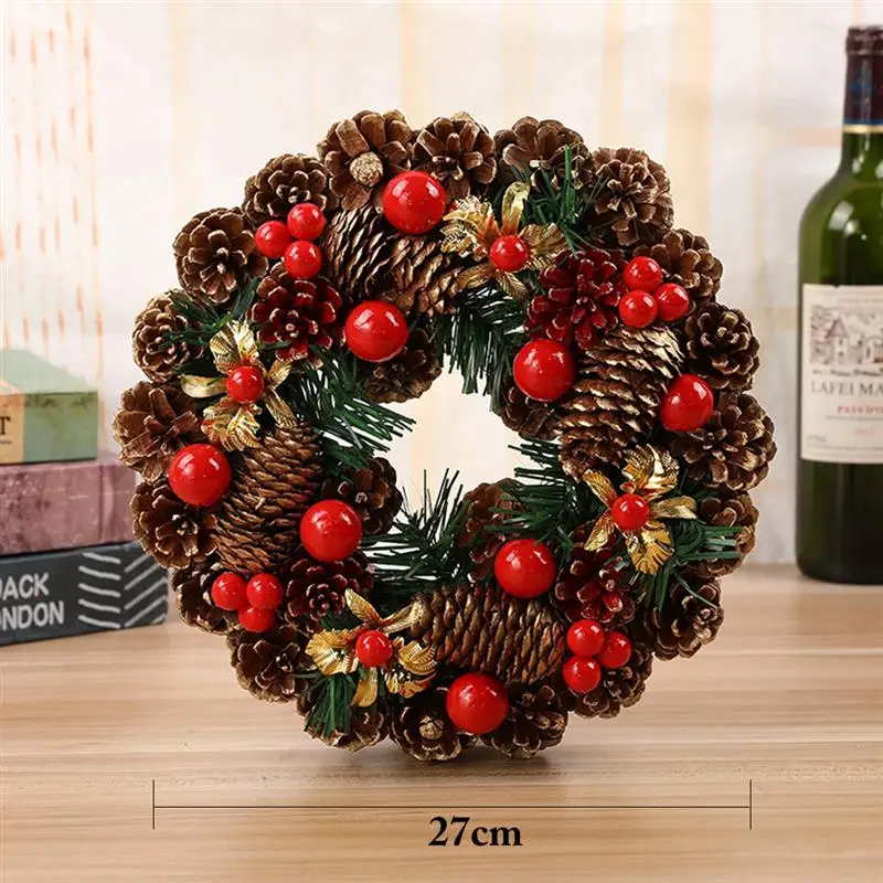 Рождественский венок ручной работы из ротанга 27 см искусственный сосны красная