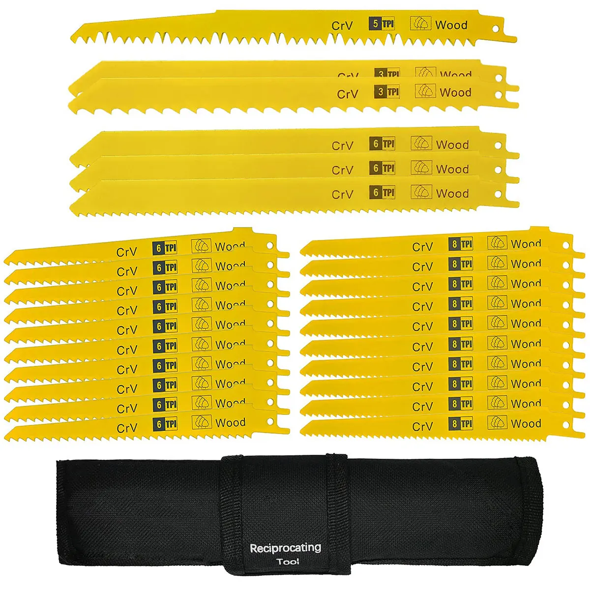 

Reciprocating Saw Blades With 24pcs Fine Tooth Effective Bi-Metal Demolition Sabre Saw Blade Set for Metal and Wood Cutting