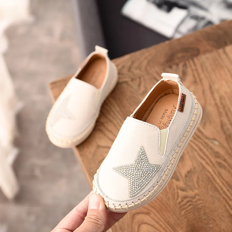 Туфли детские кожаные лоферы плоская подошва дышащие повседневная обувь