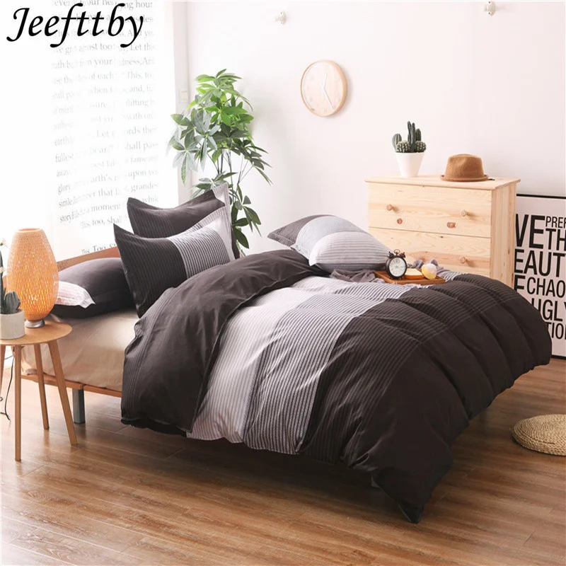 

Japanese Simple Bedding Sets Stripes Style Duvet Cover Set Pillowcase 3pcs Bed Set Bedclothes Twin Double Queen King Size