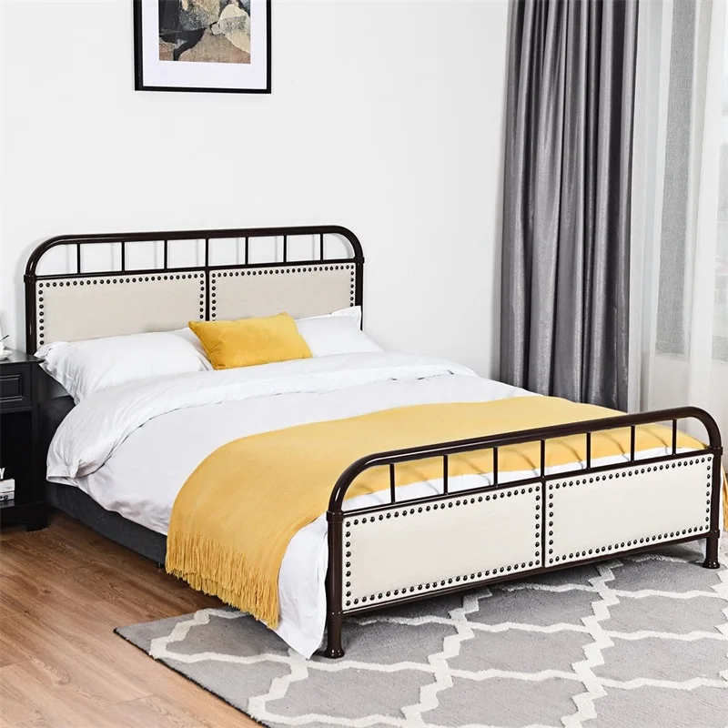 Металлическая рама для кровати Queen size платформа кровать с мягкой панелью