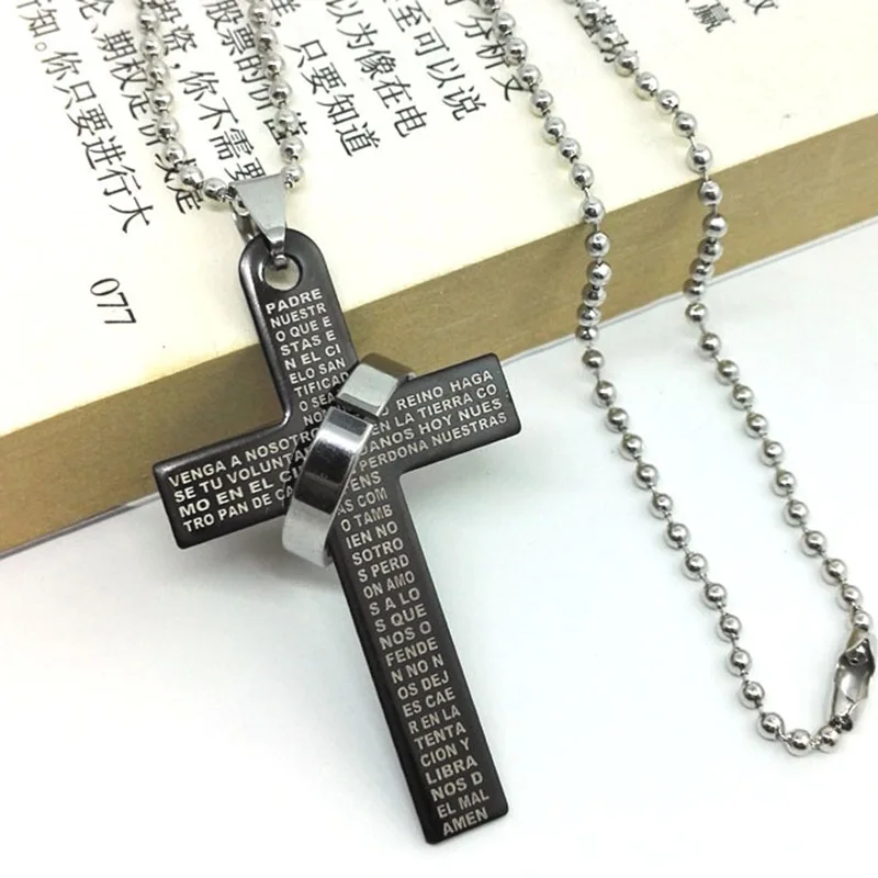 

Jesus Bible Punk Necklace Women's Cross Ring Pendant Men's and Women's Lucky Jewelry Best Gift for Lovers and Relatives