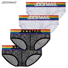 Трусы-брифы JOCKMAIL мужские эротические, кружевные сетчатые прозрачные пикантные трусы для геев, нижнее белье
