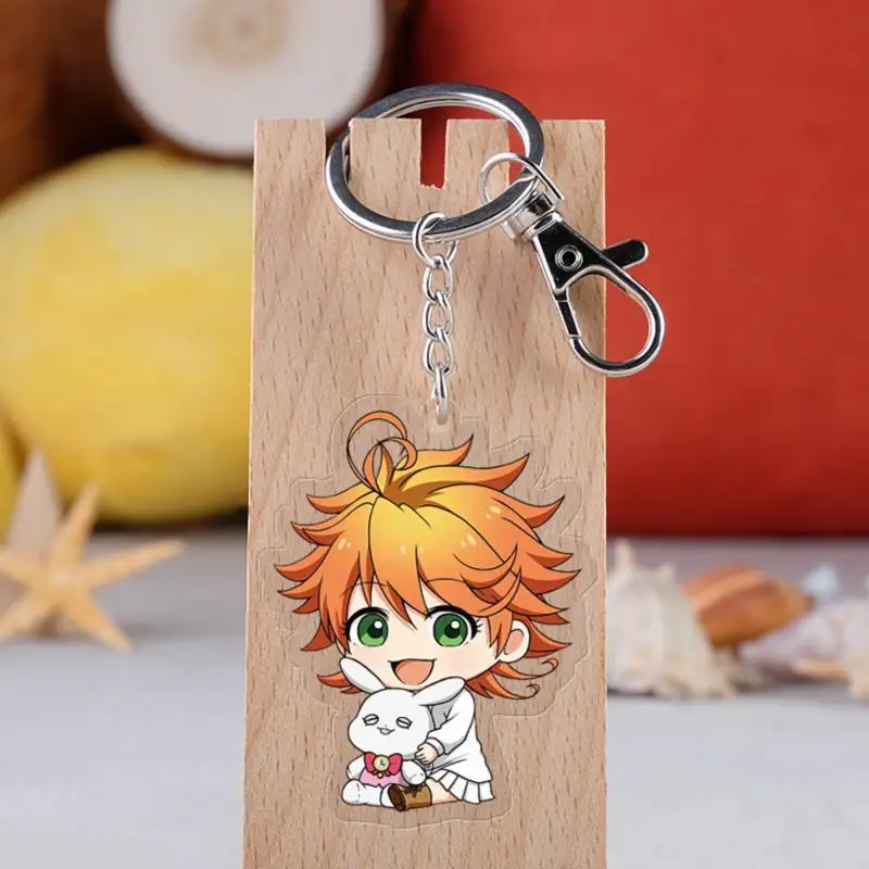 

Comic CloverWorks Acrylic Keychain Anime Emma Norman Lei Character Pendant Keyrings Key Holder Accessory Gifts for Cartoon Fans