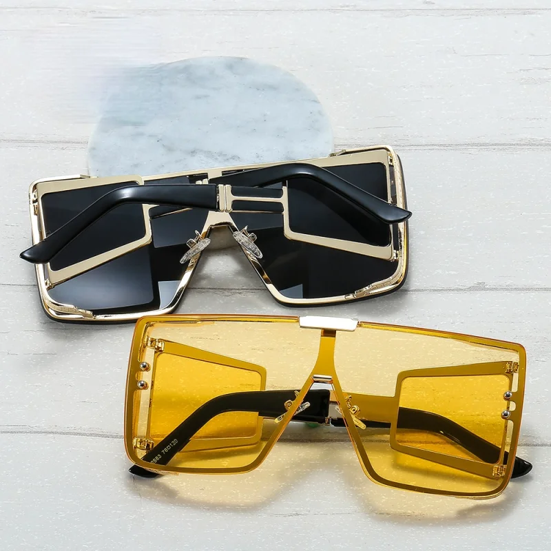 2021 New Luxury Brand Square Oversized One Lens Sunglasses For Men Retro Women Fashion Shades UV400 Vintage Gradient Sun Glasses images - 6