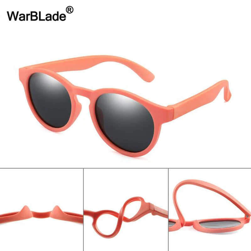 WarBlade Round Cute Kids Polarized Sunglasses Boys Girl Children Sun Glasses Silicone Safety Baby Shades Eyewear UV400 With Case |