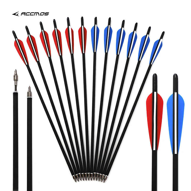 

6/12pcs Hunting Archery Carbon Arrow 17"20" length For Crossbow Bolts Arrow With 4" vanes Feather and Replaced Arrowhead/Tips