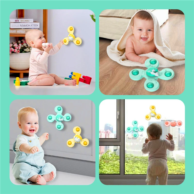 

3PCS Children Classic Funny Kids Toys Cute Cartoon Insects Suction Cup Spinner Toy Classic Gyroscope Baby Bath Toys Spin Toys
