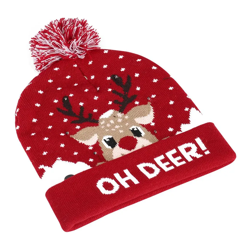 Рождественская шапка с отворотами в виде лося для женщин и мужчин зимняя вязаная