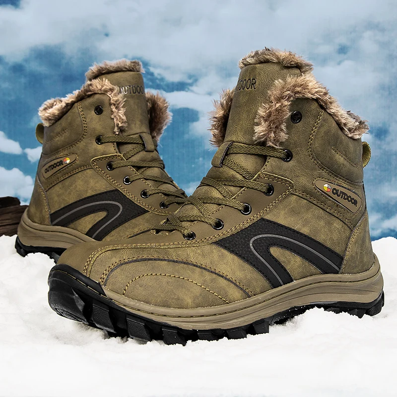 

Men Winter Hiking Boots Outdoor Tactical Military Combat Boots Male Super Warm Work Shoes Non-slip Short Boots Plush Size 40-48
