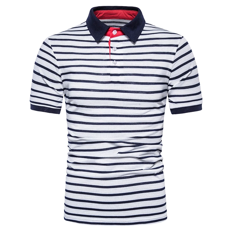 

Men Short Sleeve Polo Shirt Striped Polo Shirt Striped Color Matching Fashion Lapels Men Short Sleeve Striped Polo Shirt