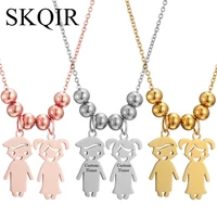 skqir custom personalized couple name necklace gold stainless steel chain beads choker women jewelry lover gift