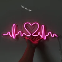 heartbeat logo custom led neon sign wall decor for bedroom home department birthday wedding party decorative neon light