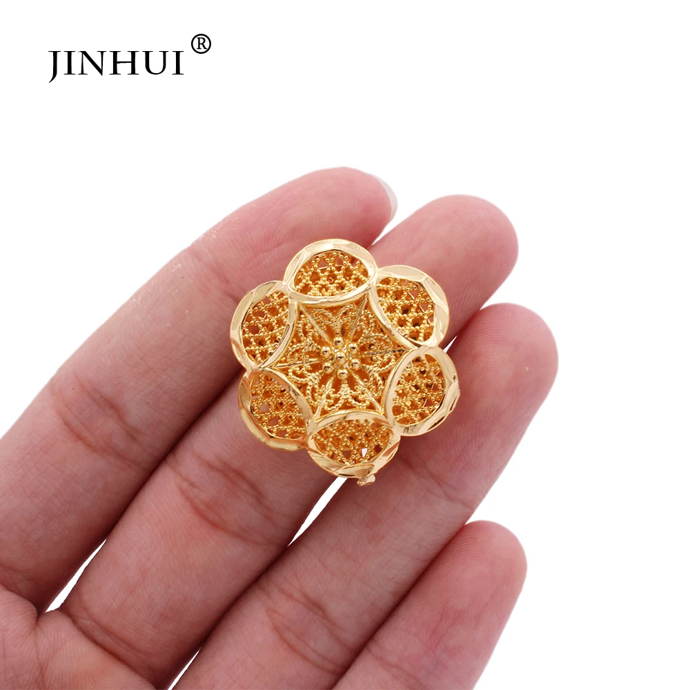 Женское кольцо золотистого цвета 24 К вечерние Обручальные кольца из Дубаи и