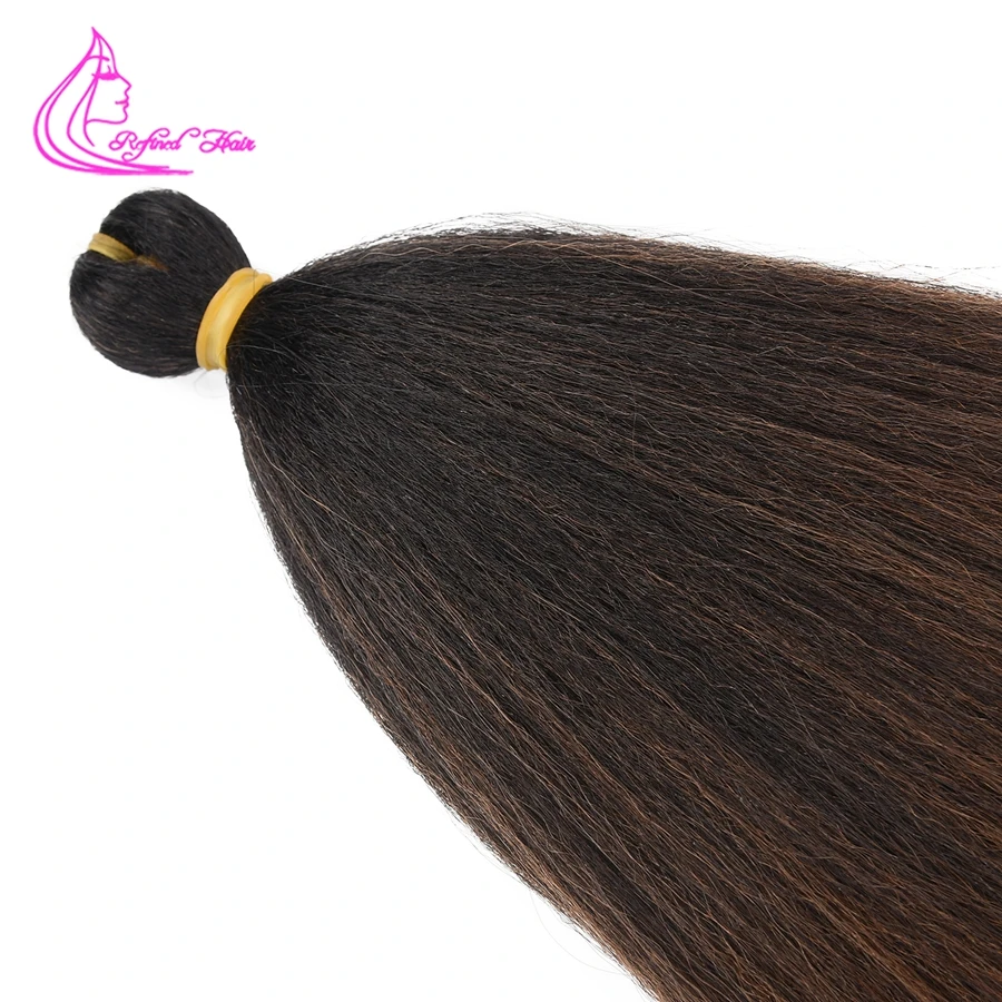 Refined Hair Pre Stretched Braiding Extensions Ombre Brown Blonde Jumbo Braids Synthetic Heat Resistant Yaki Straight |