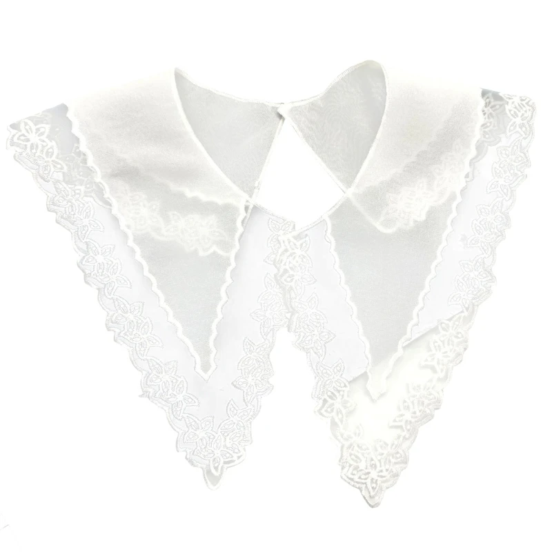 

Embroidery Round Neck Lace Neckline DIY Collar Floral Chiffon Applique Patches F42F