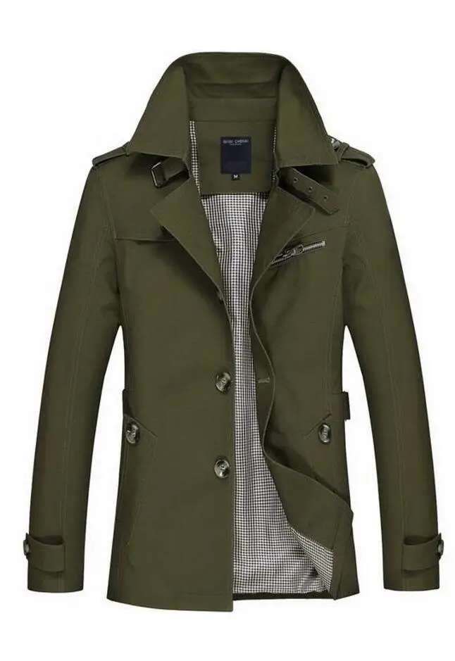 Тренч мужской классический повседневная хлопковая Базовая ветровка модная