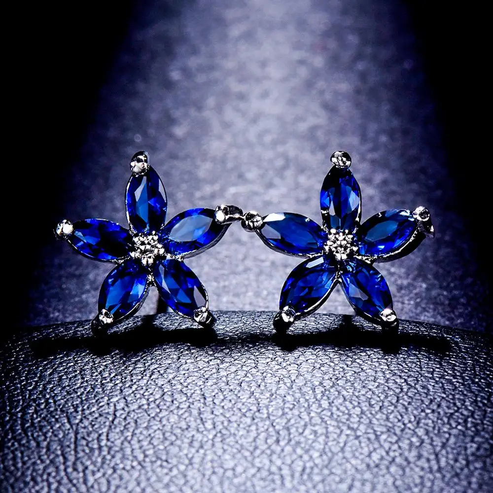 Милые женские маленькие серьги гвоздики в стиле бохо со звездами черные синие