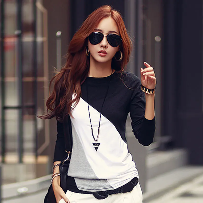 Футболка женская демисезонная с круглым вырезом и длинным рукавом|Футболки| |