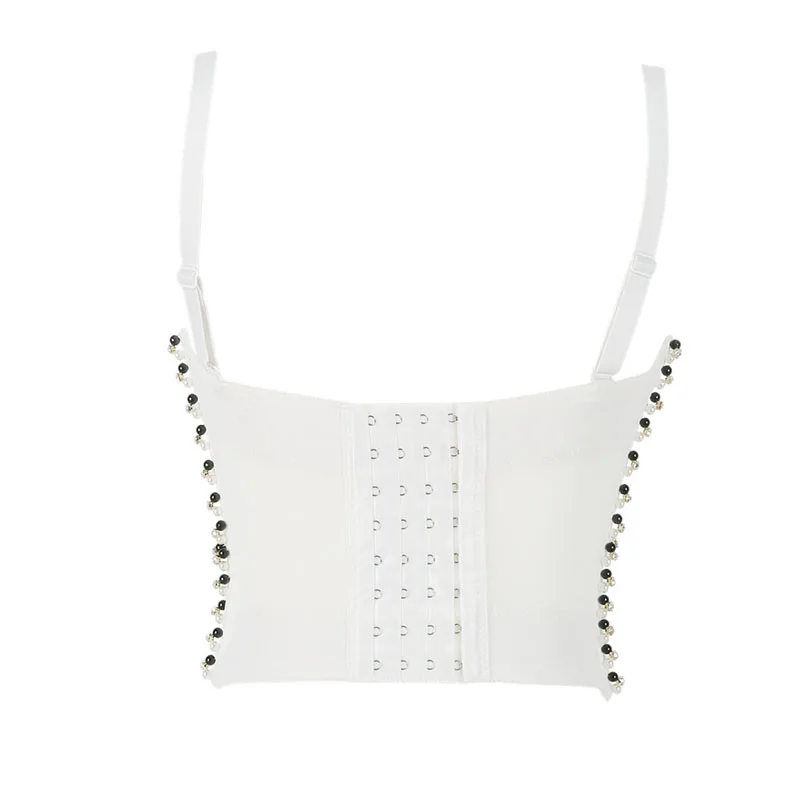 WYS.JL New Beaded White Red Corset Stage Show Crop Top Sexy Nightclub Women's Tube Top #2586