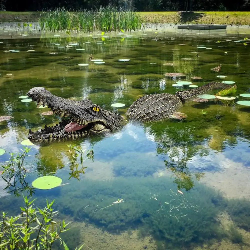 Floating Crocodile Ornament Simulation Alligator Statue Funny Water Decor for Pool Pond Garden | Дом и сад
