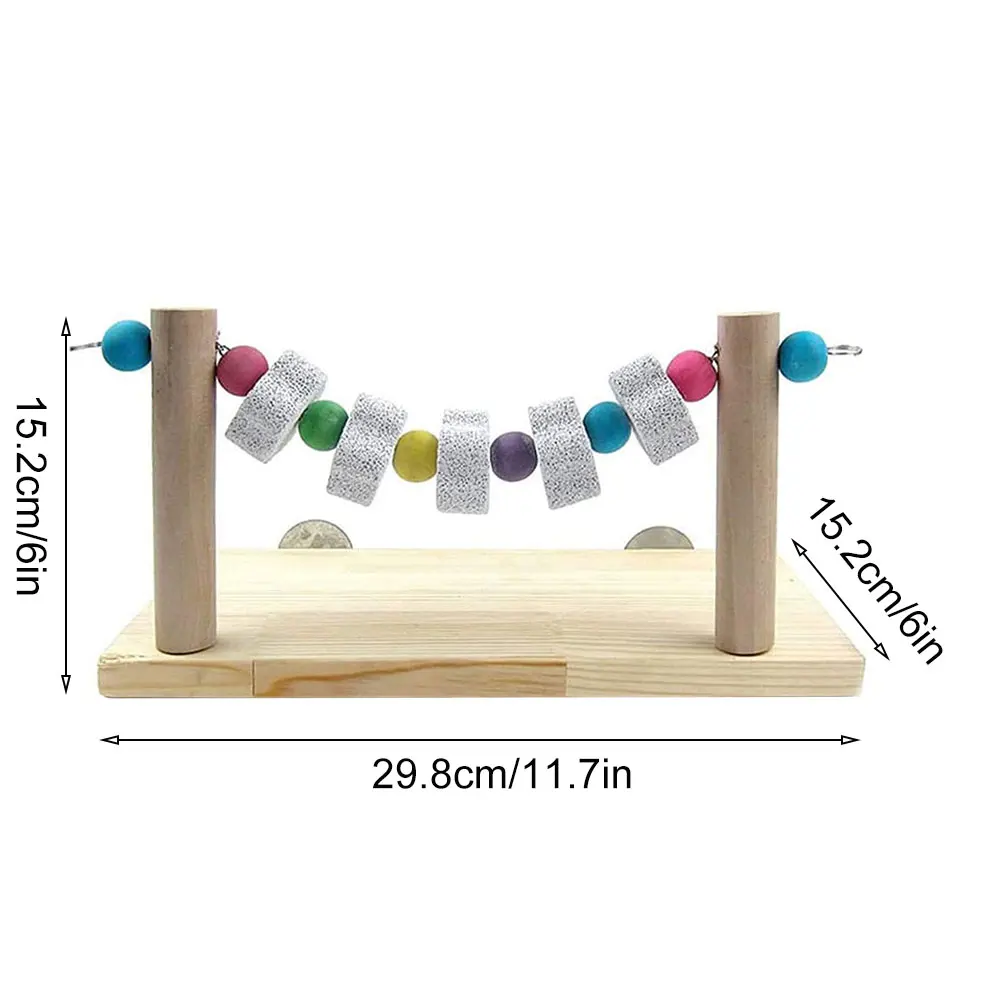 

Pet Wood Ledges Chinchilla Hamster Parrot Wooden Platform With Teeth Grinding Stones Small Animal Chew Toy Bird Parrot Hamster