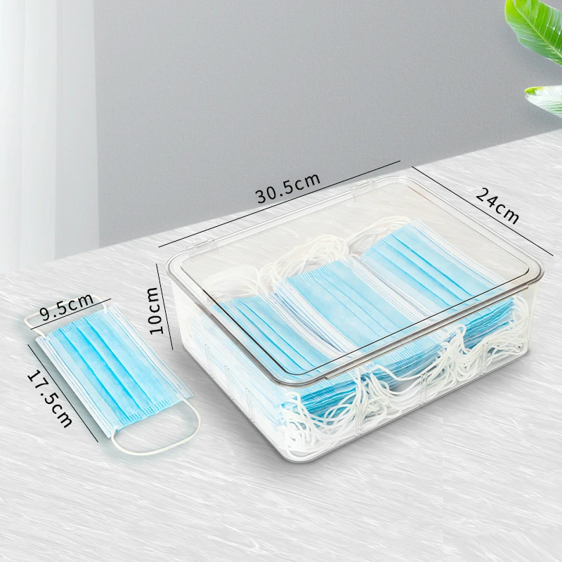 

Home Face Mask Storage Box First Aid Supplies Organizer Device Dust Proof Sanitary Transparent Medicine Box Clamshell Design