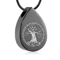 ijd7797 teardrop cremation urn necklace tree print urn memorial jewelry ashes holder keepsake waterdrop pendant necklace