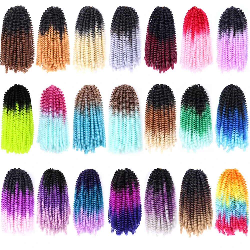 

8" Synthetic Spring Twist Braiding Hair Ombre Spring Twists Crochet Hair Bomb Twist Hair Fluffy Twist Crochet Braids