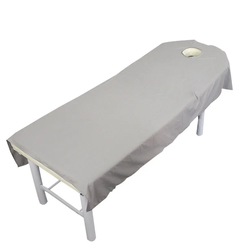 

1Pcs Beauty Massage Bed Bedsheet Microfiber Comfortable Wrinkle Resistant Plain Sheet Table Cover With Hole Home Textile