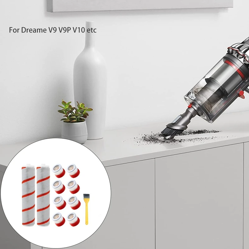 

HEPA Filter Roller Brush Replacements for Xiaomi Dreame V9 V9P V10 Handheld Vacuum Cleaner Accessories Part Kit 11 Piece