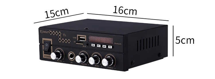Kinter T1 мини усилитель аудио hi-fi стерео звук AC мощность DC 12 В с AUX TF USB MIC вход дистанционное управление супер бас высокие частоты