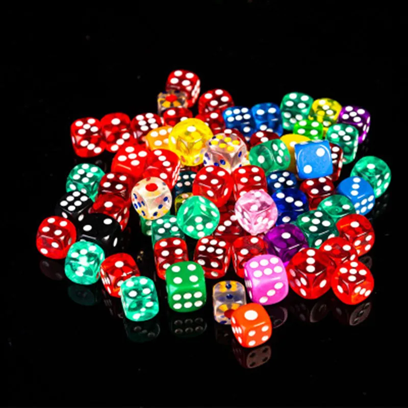 

50pcs/lot 14mm Color Transparent Dice Bar Chess And Card Crystal Acrylic Dice