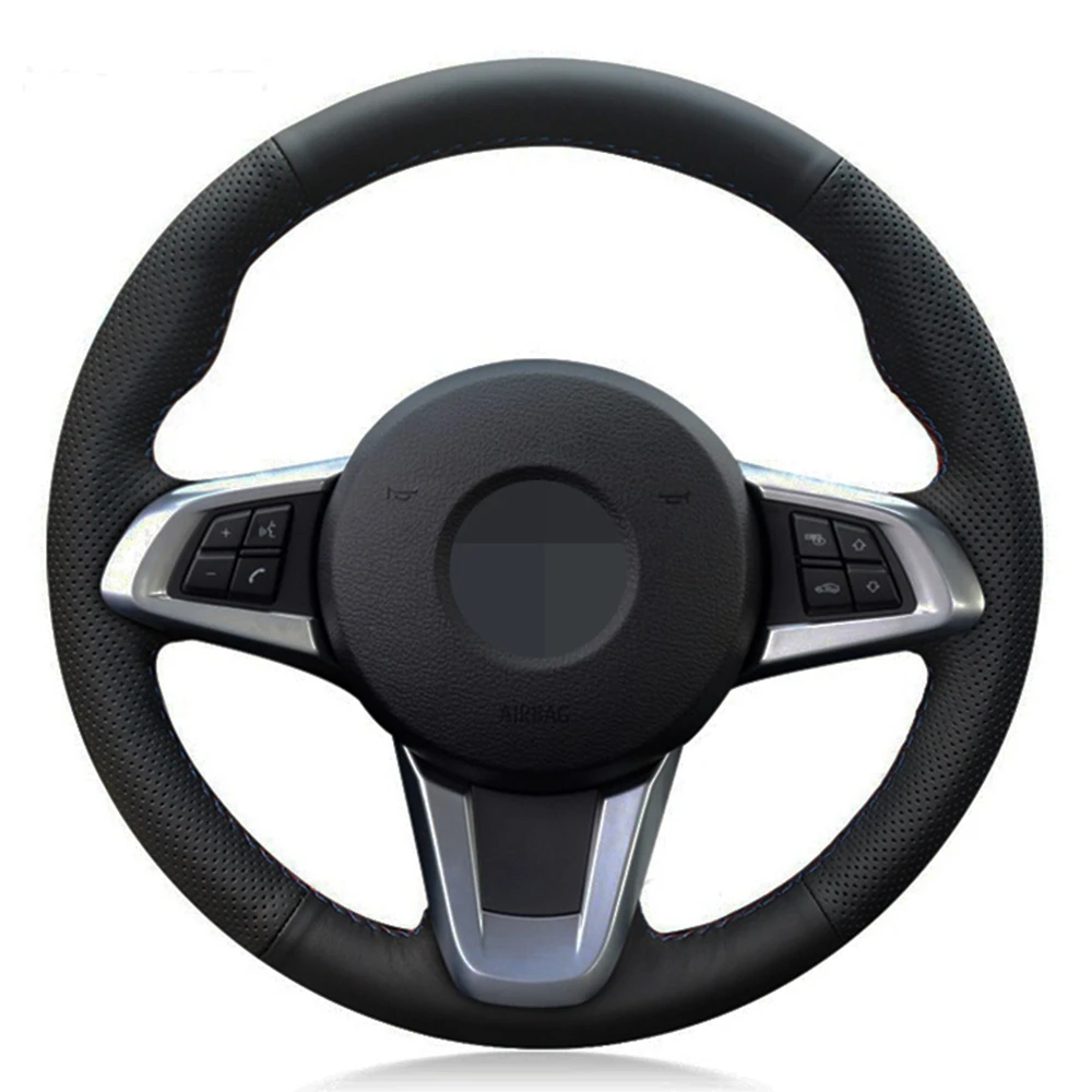 

Car Steering Wheel Cover DIY Hand-stitched Black Soft Genuine Leather For BMW Z4 E89 2009-2016