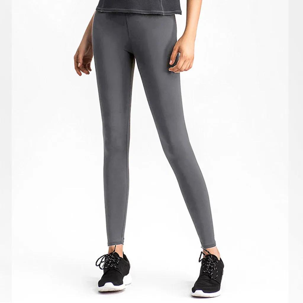 Бесшовные Леггинсы для йоги с высокой талией в простом стиле спортивные штаны