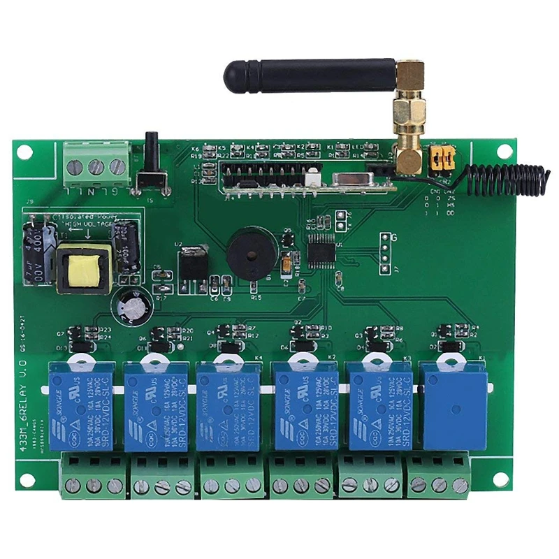110 240V 6 канальный РЧ релейный модуль доска Управление переключатель ти приемный