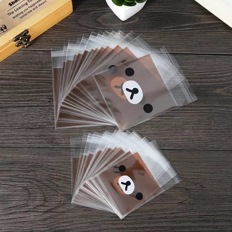 Пластиковые пакеты для печенья 100 шт./лот милый медведь