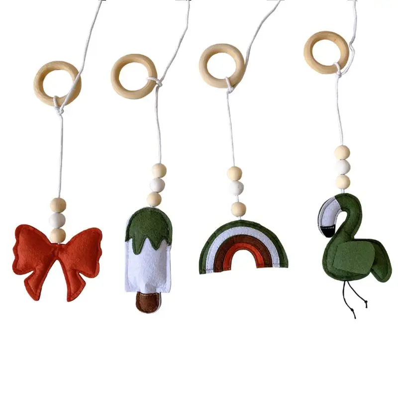 

4Pcs Solid Wood Fitness Rack Pendant Baby Gym Toy Hanging Ornaments Room Decor