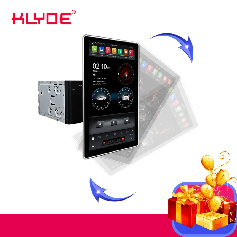 Klyde KD-1280 Android 9 12 8 дюймов PX6 2 Din 100 градусов вращение 4G 32G 64G Автомобильный видео