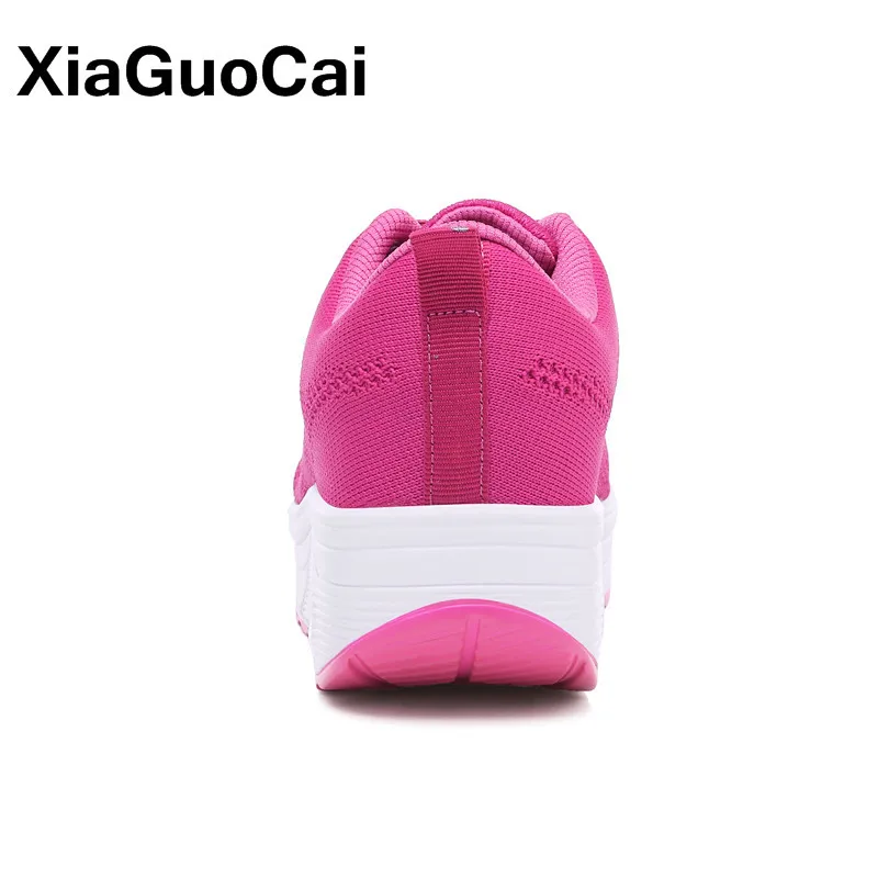 Women Casual Shoes Mesh Flat Platform Shoes Female Knit Cushioning Sneakers Outdoor Spring Autumn Height Increasing Footwear